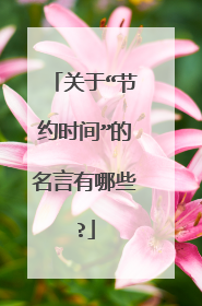 关于“节约时间”的名言有哪些?