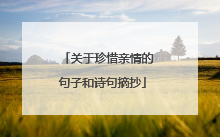 关于珍惜亲情的句子和诗句摘抄