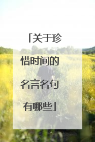 关于珍惜时间的名言名句有哪些