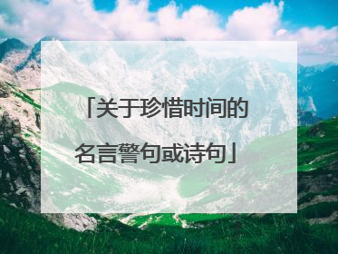 关于珍惜时间的名言警句或诗句