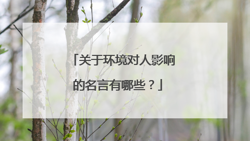 关于环境对人影响的名言有哪些？