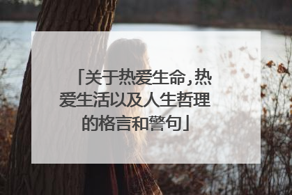 关于热爱生命,热爱生活以及人生哲理的格言和警句
