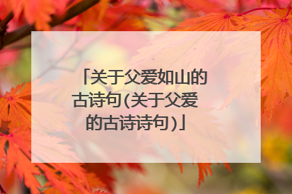 关于父爱如山的古诗句(关于父爱的古诗诗句)