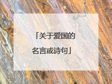 关于爱国的名言或诗句