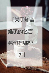 关于知音难觅的名言名句有哪些?