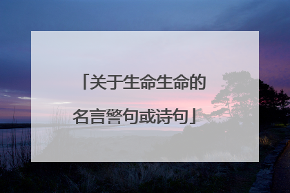 关于生命生命的名言警句或诗句