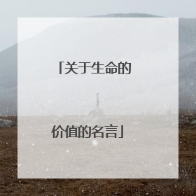关于生命的价值的名言