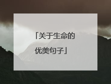 关于生命的优美句子