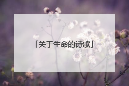 关于生命的诗歌