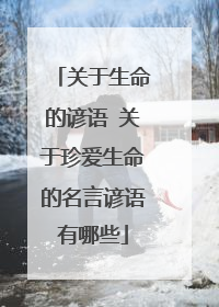 关于生命的谚语 关于珍爱生命的名言谚语有哪些