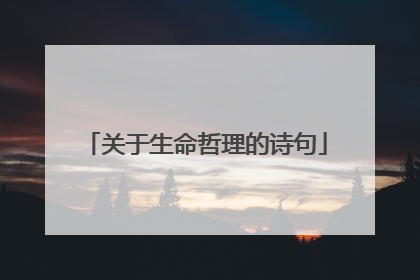 关于生命哲理的诗句