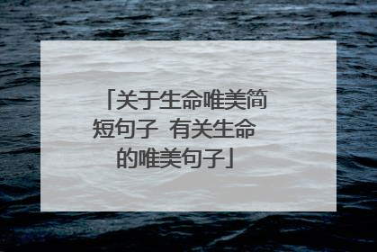 关于生命唯美简短句子 有关生命的唯美句子
