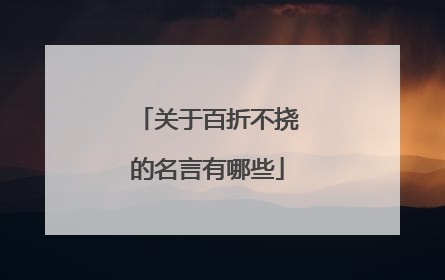 关于百折不挠的名言有哪些
