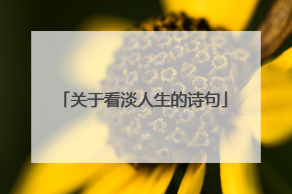 关于看淡人生的诗句