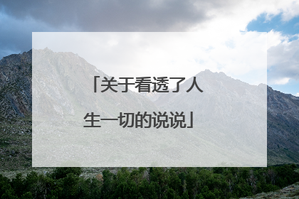 关于看透了人生一切的说说