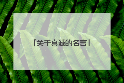 关于真诚的名言