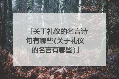 关于礼仪的名言诗句有哪些(关于礼仪的名言有哪些)