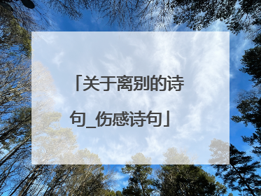 关于离别的诗句_伤感诗句
