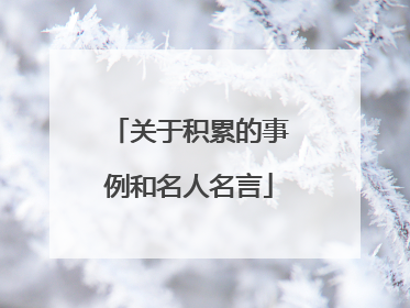 关于积累的事例和名人名言