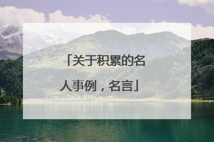 关于积累的名人事例，名言