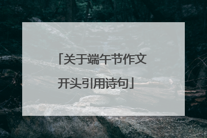 关于端午节作文开头引用诗句