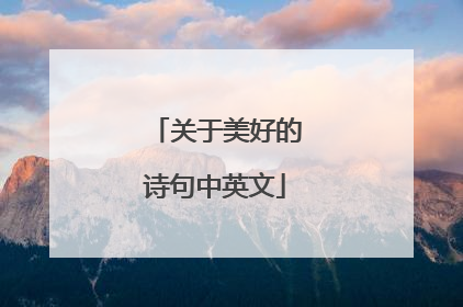 关于美好的诗句中英文