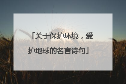 关于保护环境,爱护地球的名言诗句