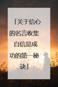 关于信心的名言收集 自信是成功的第一秘诀