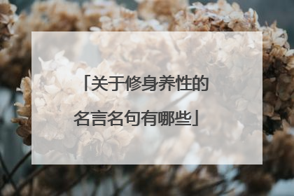 关于修身养性的名言名句有哪些