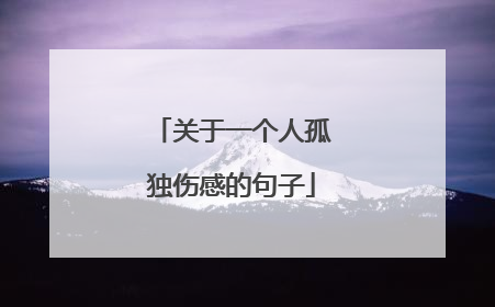 关于一个人孤独伤感的句子