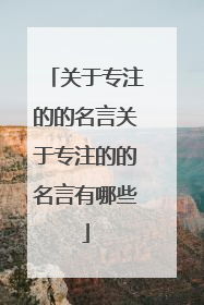 关于专注的的名言关于专注的的名言有哪些