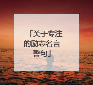 关于专注的励志名言警句