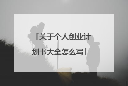 关于个人创业计划书大全怎么写