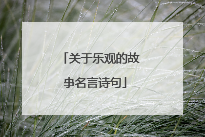 关于乐观的故事名言诗句