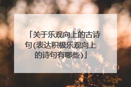关于乐观向上的古诗句(表达积极乐观向上的诗句有哪些)