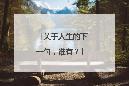 关于人生的下一句，谁有？