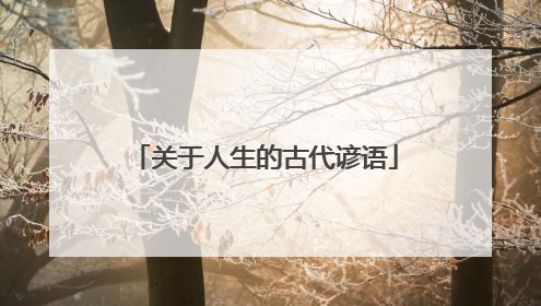 关于人生的古代谚语