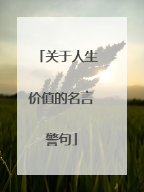 关于人生价值的名言警句