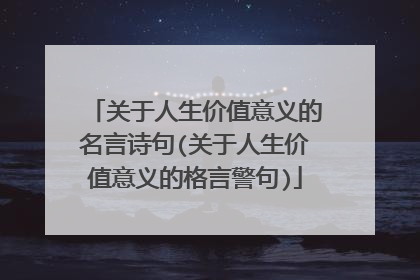 关于人生价值意义的名言诗句(关于人生价值意义的格言警句)