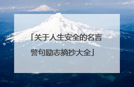 关于人生安全的名言警句励志摘抄大全