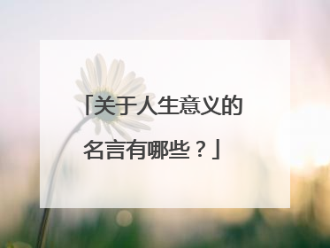 关于人生意义的名言有哪些?