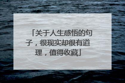 关于人生感悟的句子，很现实却很有道理，值得收藏