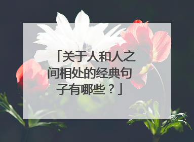 关于人和人之间相处的经典句子有哪些？