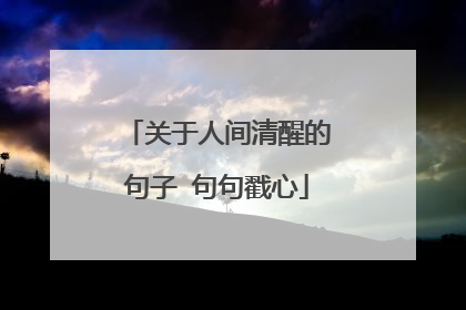 关于人间清醒的句子 句句戳心