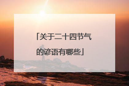 关于二十四节气的谚语有哪些