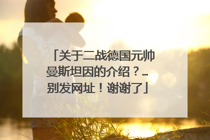 关于二战德国元帅曼斯坦因的介绍？…别发网址！谢谢了