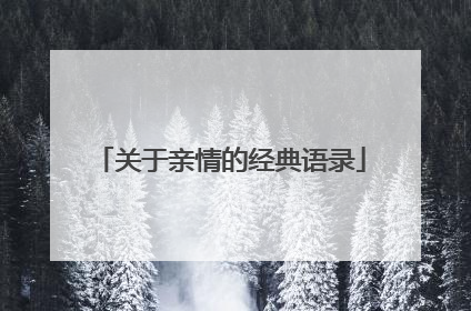 关于亲情的经典语录