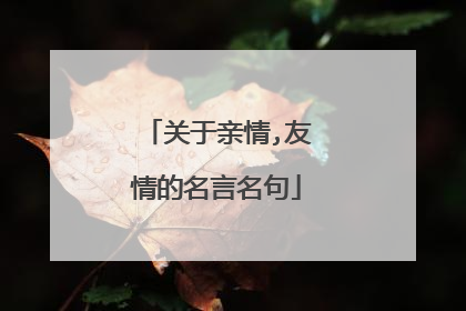 关于亲情,友情的名言名句