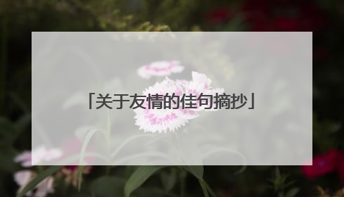 关于友情的佳句摘抄