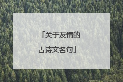 关于友情的古诗文名句